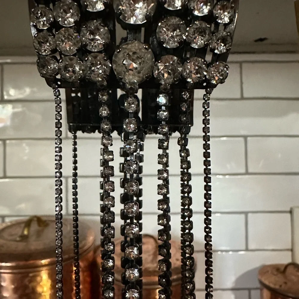 Elegant Black and Silver Crystal Bracelet by designer Erickson Beamon
